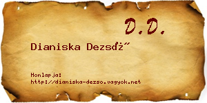 Dianiska Dezső névjegykártya