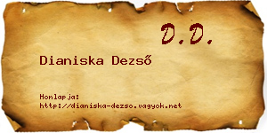 Dianiska Dezső névjegykártya